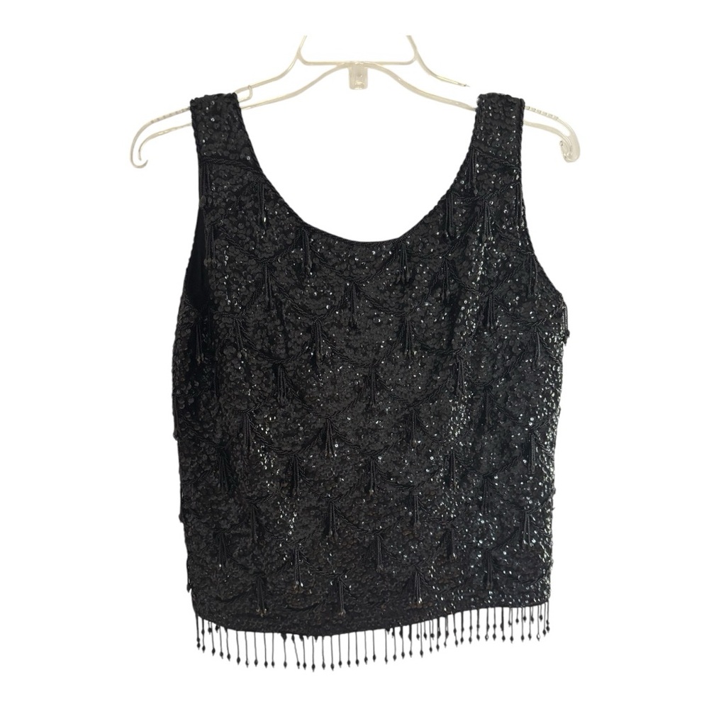 Vintage 1960s Elegant Black Beaded Women's Top
